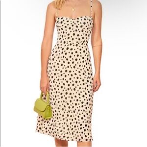 Reformation sweetheart neckline polka dot midi dress NWT